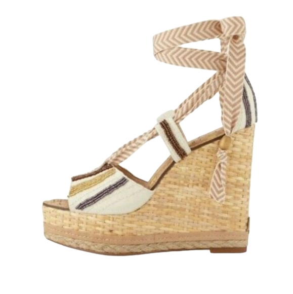 Sam Edelman Trey Beaded Wedge Sandal Espadrille  Size 7.5 - Picture 2 of 13